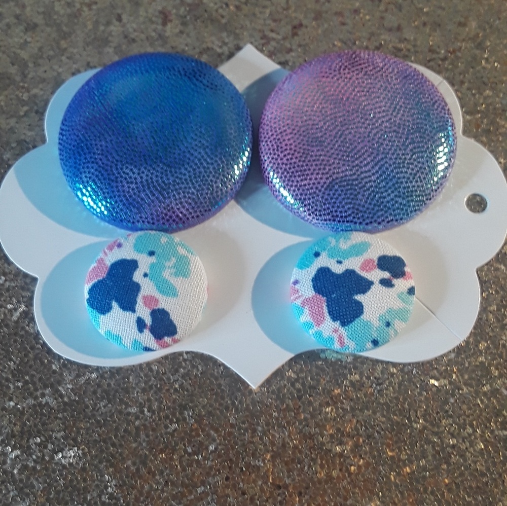 Fabric Button Earrings